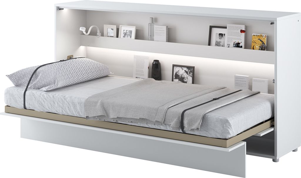 MEBLINI Schrankbett Bed Concept - Wandbett mit Lattenrost - Klappbett mit Schrank - Wandklappbett - Murphy Bed - Bettschrank - BC-06 - 90x200cm Hor...