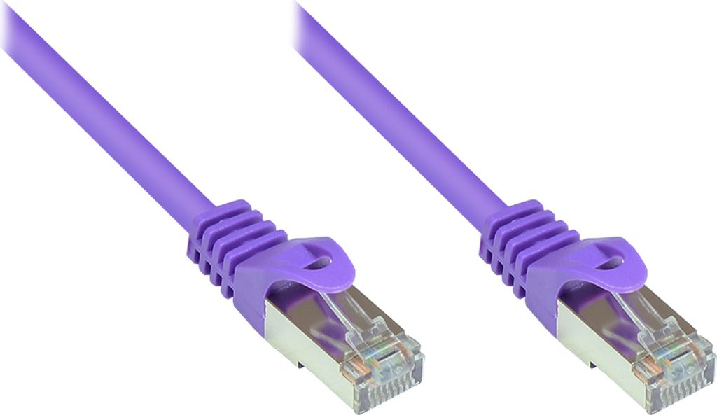 RNS Patchkabel mit Rastnasenschutz, Cat. 5e, SF/UTP, PVC, 100MHz, violett, 0,25m, Good Connections