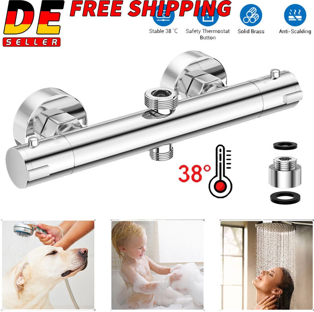 Thermostat Mischbatterie Duscharmatur Chrom Armatur Dusche Brause Bad Badezimmer