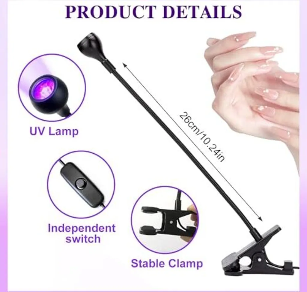 Soodyoow Mini Lampada UV 3W Nero - Essiccatore Portatile USB Unghie - 3