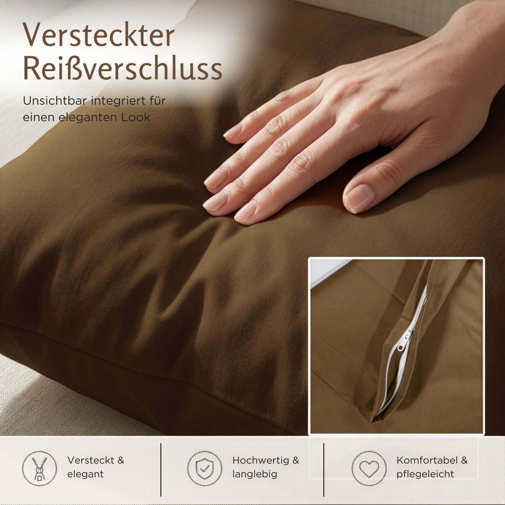 Kissenbezug 40x60 cm Braun | 100% Baumwolle