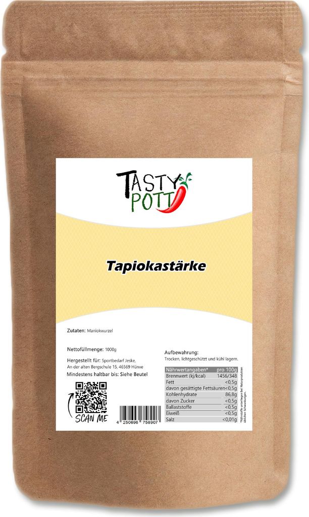 Tapiokastärke - Maniokwurzel Tapioka Pulver - 2x1kg Beutel von Tasty Pott