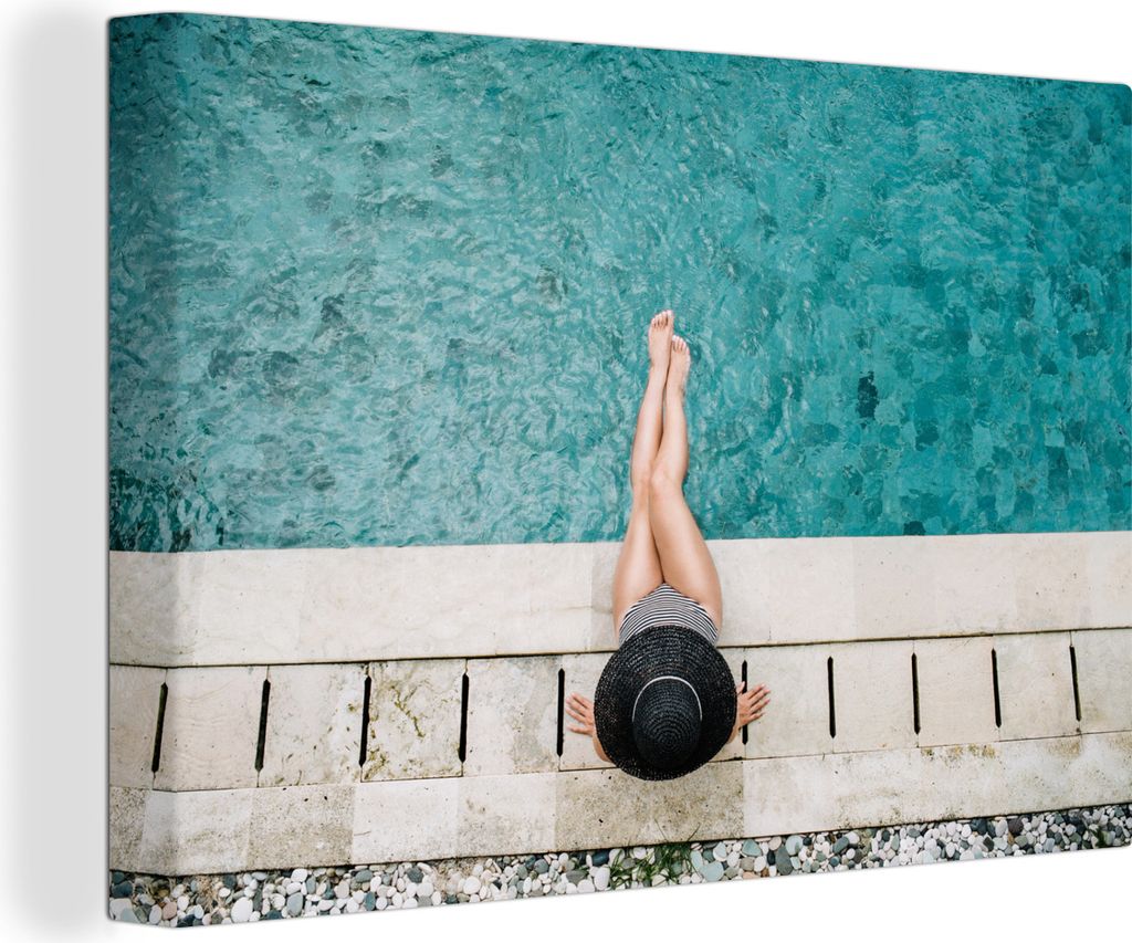 OneMillionCanvasses - Leinwandbilder - 140x90 cm, Wasser - Tropisch - Pool, Wandbilder Kunstdruck Wanddekoration