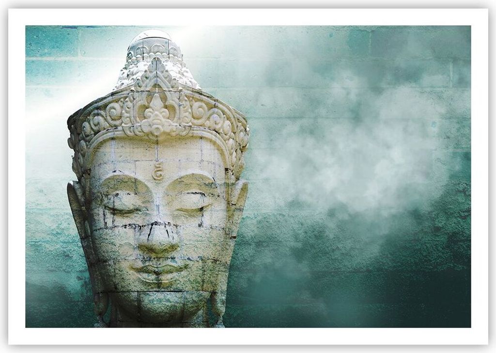 Poster - Poster ohne Rahmen - Buddha Grafik Türkis - 100x70 cm - Wand Bild - Wanddeko - Wandbilder - Kunstposter - Wandposter - Bilder - Kunstdruc...