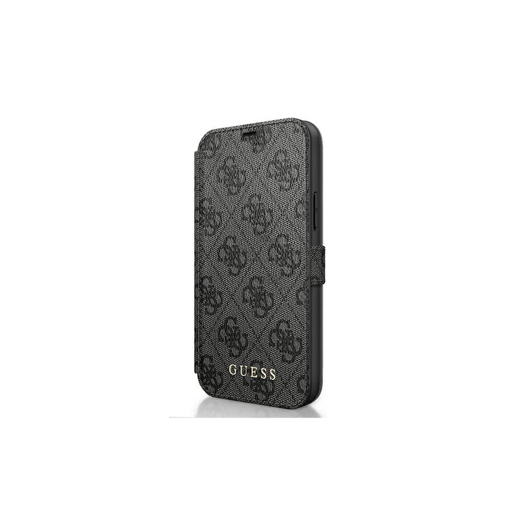 GUESS Handyhülle iPhone 12 / 12 Pro 6,1" GUFLBKSP12M4GG szary book case 4G Charms Collection