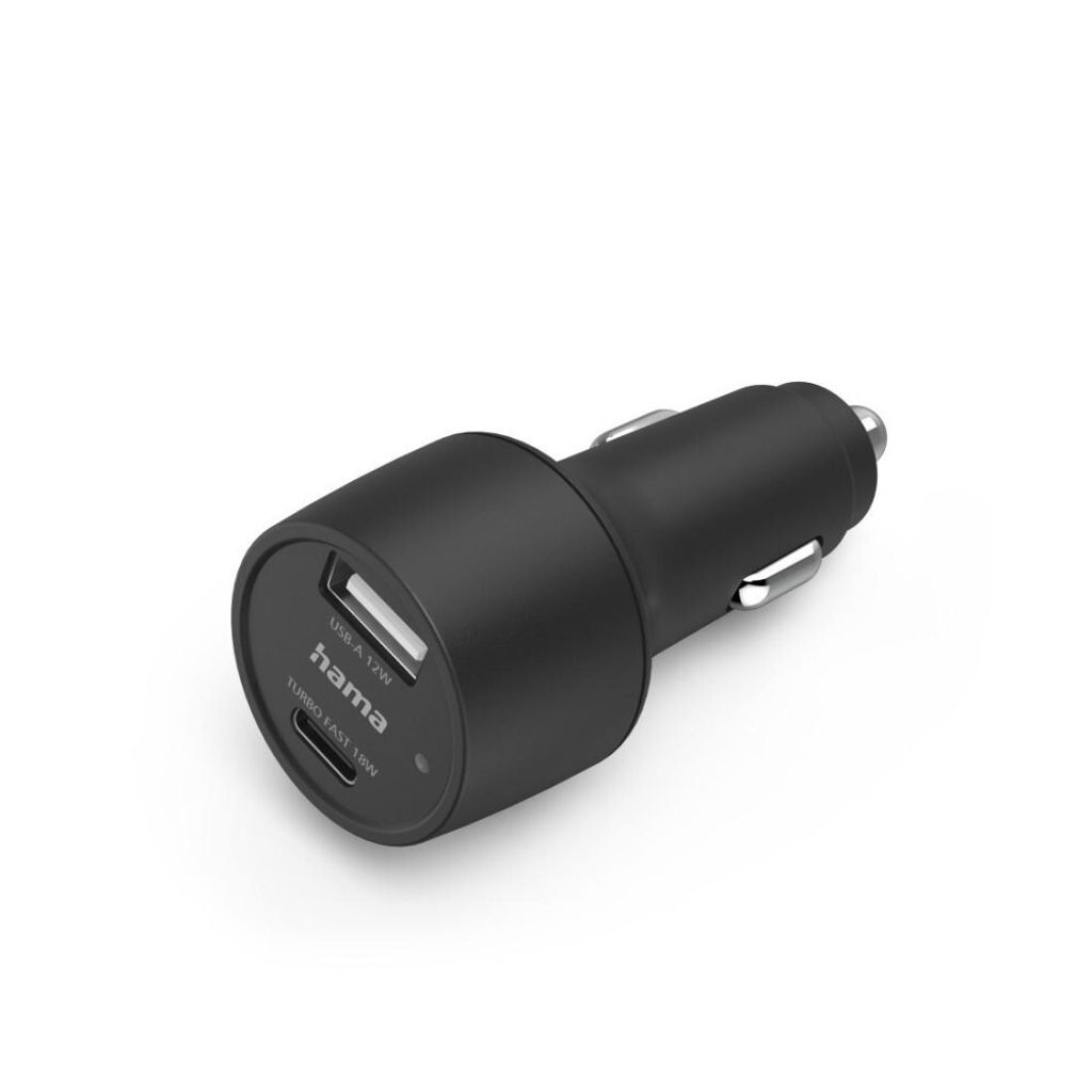 Caricabatterie da auto Hama 30W USB-C e USB-A con ricarica Immagine del prodotto 
