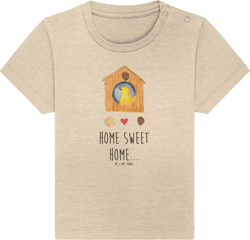 Mr. & Mrs. Panda Organic Baby Shirt Vogelhaus Home 12. - 18. Monat - Natural Raw - Geschenk, Umzug, Sweet, Kinder Top, Haus, Lustige Sprüche, T-Sh...
