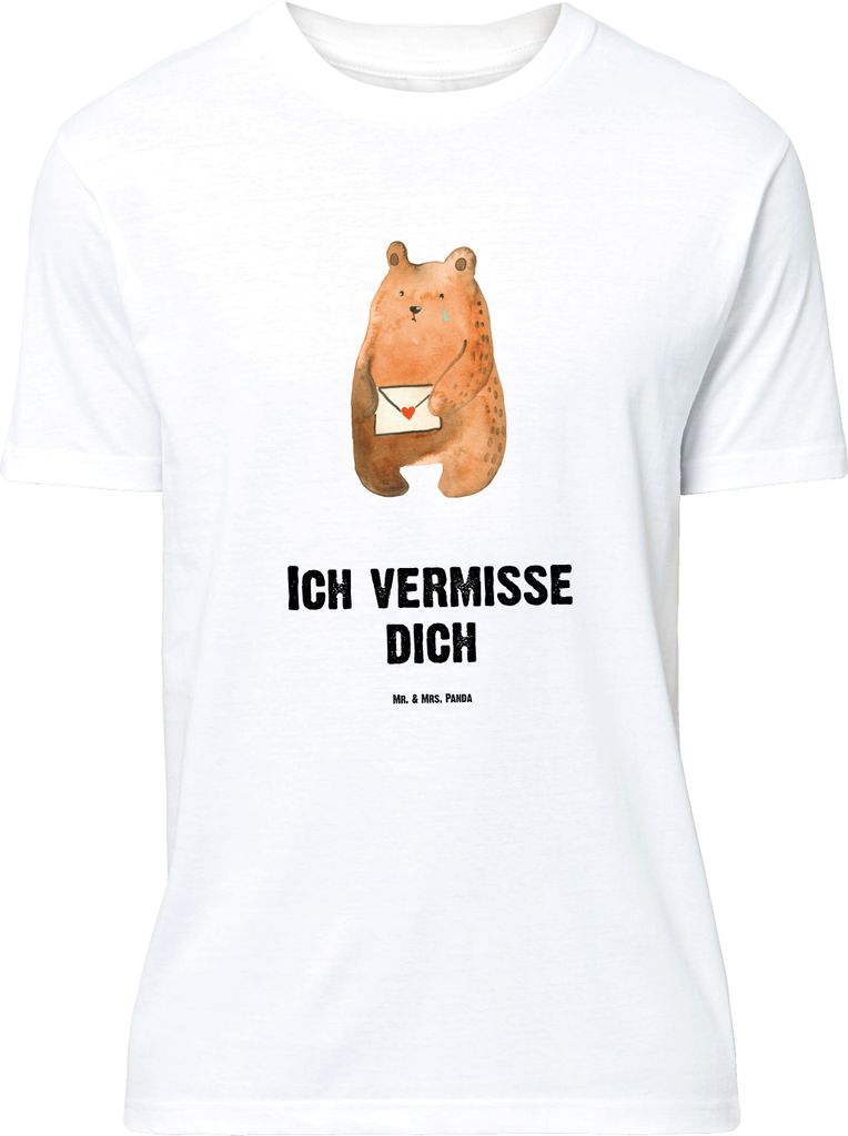 Mr. & Mrs. Panda Größe M T-Shirt Bär Liebesbrief - Weiß - Geschenk, mit Spruch, Teddy, Tshirt, Sehnsucht, Partner, Shirt, Herren, Vermissen, Fr...