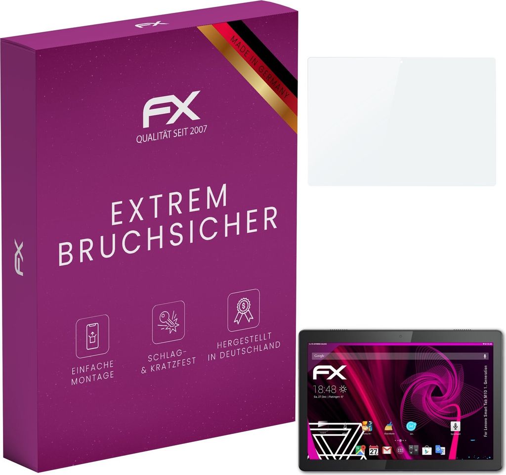 atFoliX FX-Hybrid-Glass Displayfolie kompatibel mit Lenovo Smart Tab M10 (1. Generation) Glasfolie