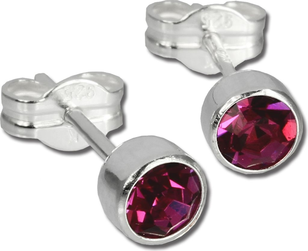 SilberDream Ohrstecker für Damen 925 Silber pink Zirkonia Ohrringe 5mm SDO503A