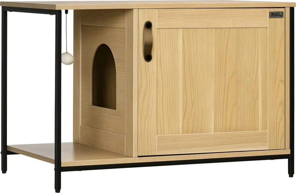Cache Litière Chat pour Salon : Meuble de Toilette Déco Bois et Métal