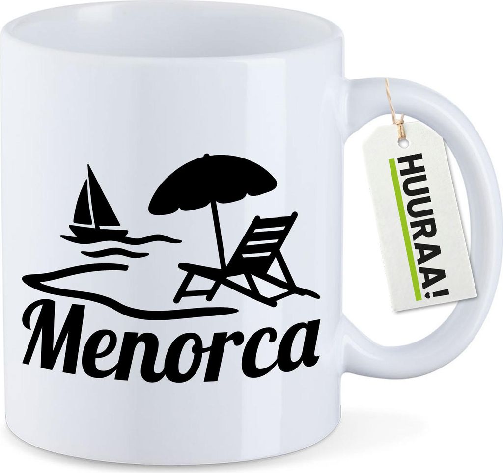 Huuraa Kaffeetasse Menorca Spanien 330ml Weiß Keramik Kaffeebecher Geschenkidee