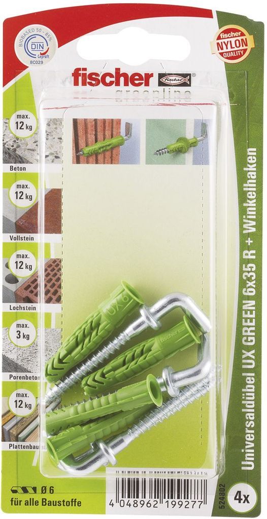 Fischer Universaldübel UX GREEN 6x35 R WH K (4), 524802