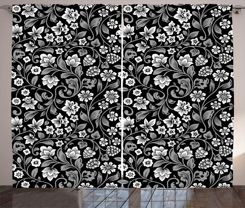 Tenda Soggiorno ABAKUHAUS Tortora Grigio | Fiori Rustici 280x245 cm