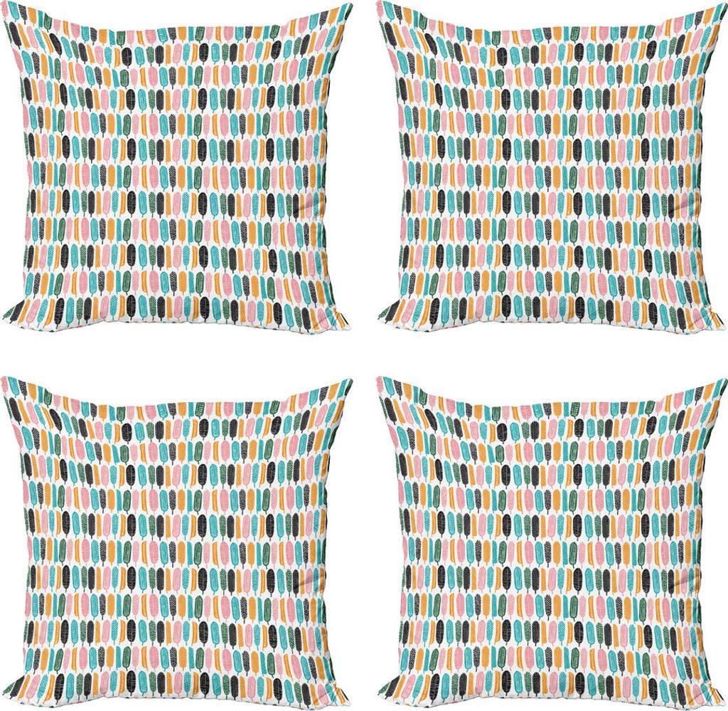 ABAKUHAUS Blätter Kissenbezug Set (4 Stück), Minimal Zier Blatt Kunst, Moderner Doppelseitiger Digitaldruck, 50 cm x 50 cm, Mehrfarbig