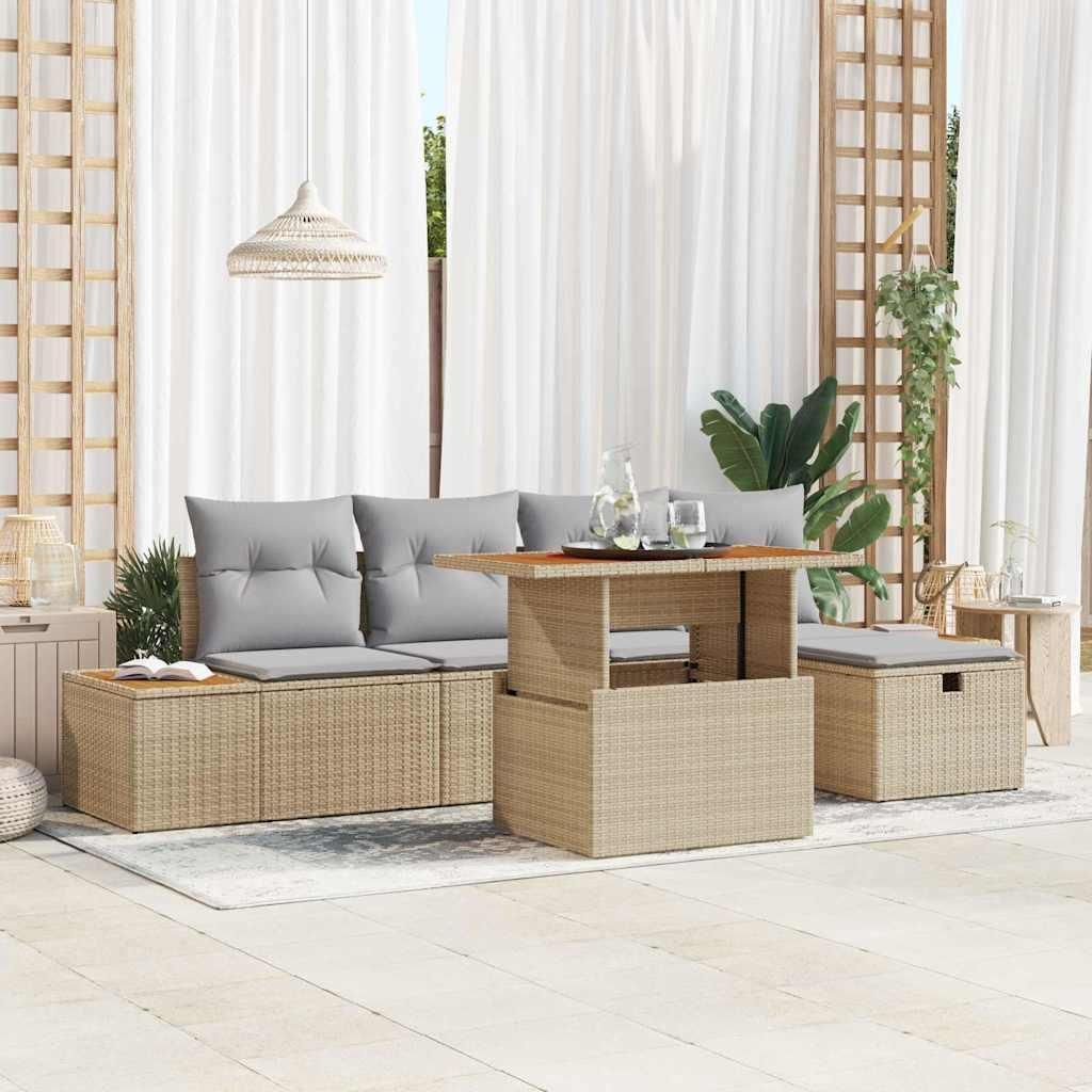Maison Exclusive - Garten-Sofa-Set 6 pcs Beige Poly-Rattan