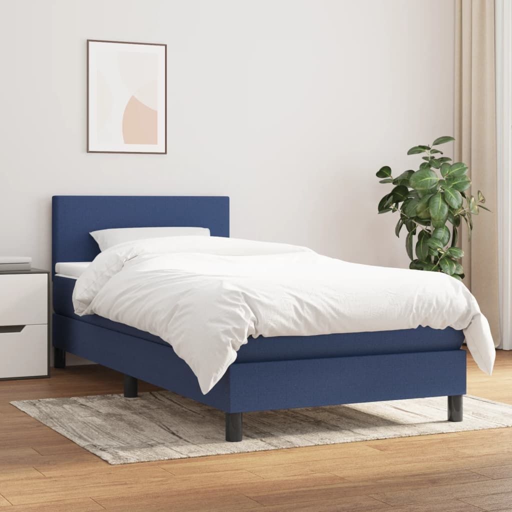 The Living Store Boxspringbett mit Matratze Blau 80x200 cm Stoff