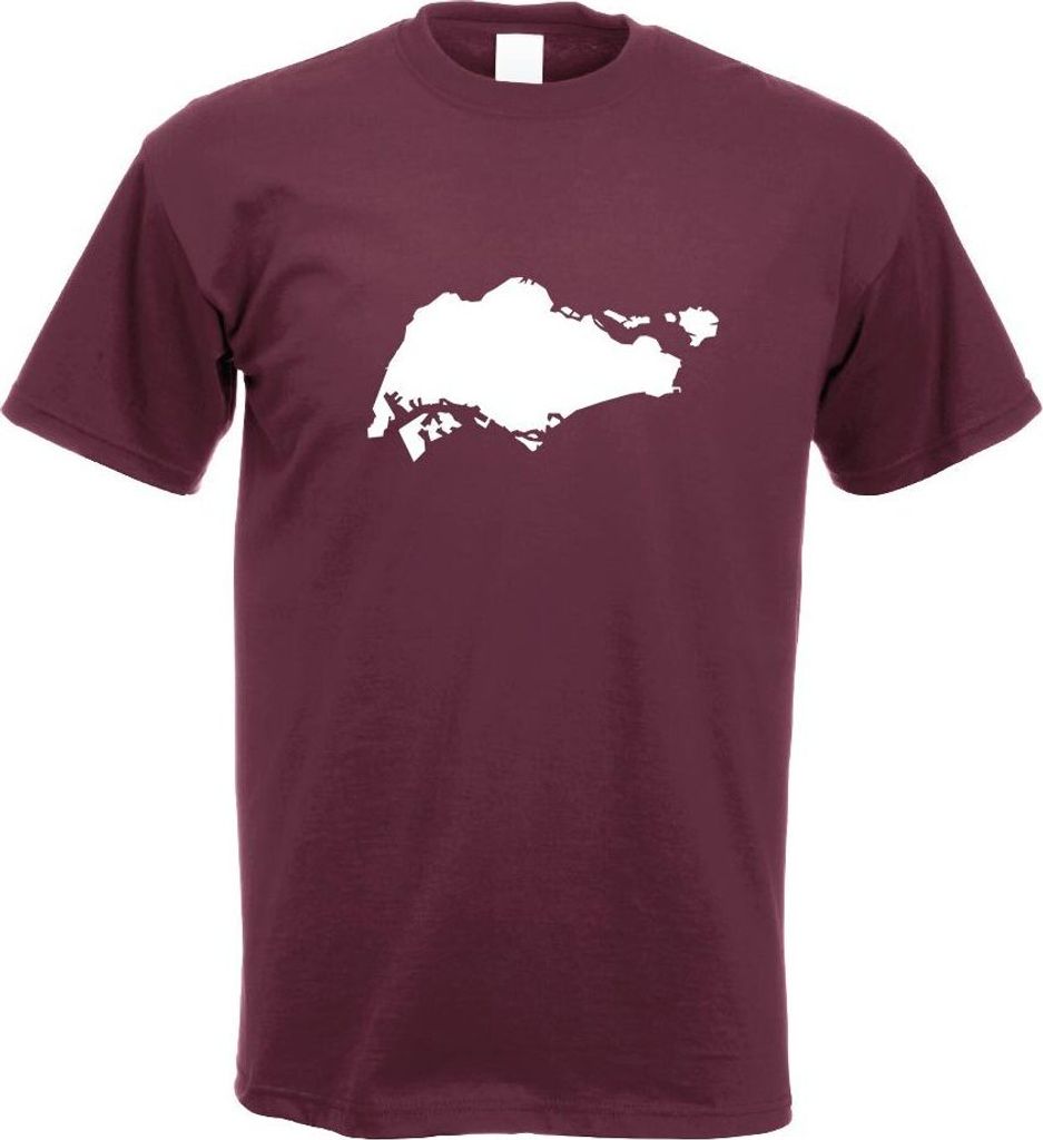 Kiwistar - T-Shirt - Burgund - Singapur Umriss Kontur Herren Funshirt Bedruckt Design Sprüche Spruch Motive - mit Motiv Bedruckt - Funshirt Design...