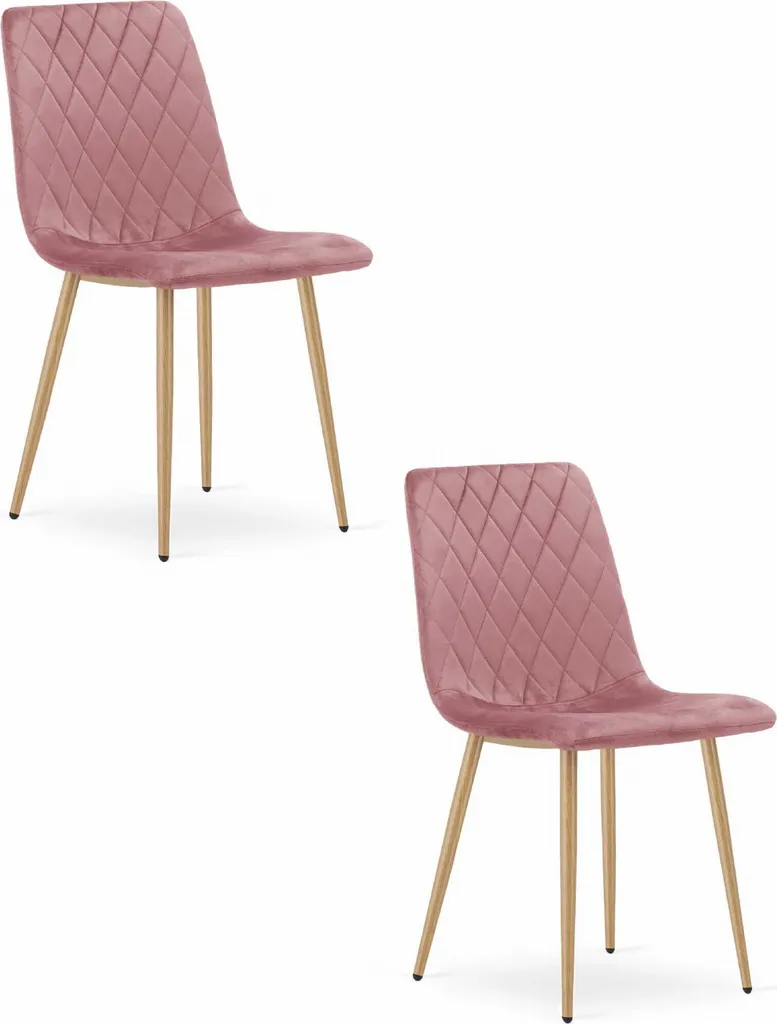 Coppia Sedie TURIN Valora Velluto Rosa e Legno | Design Glamour