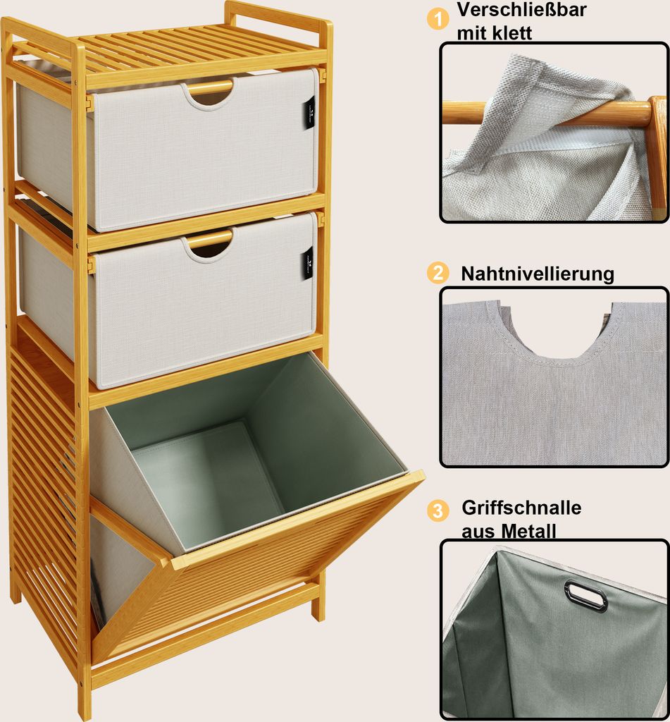 AdelDream Wäschekorb,Bambus,Wäschekörbe 3 Produktbild 4