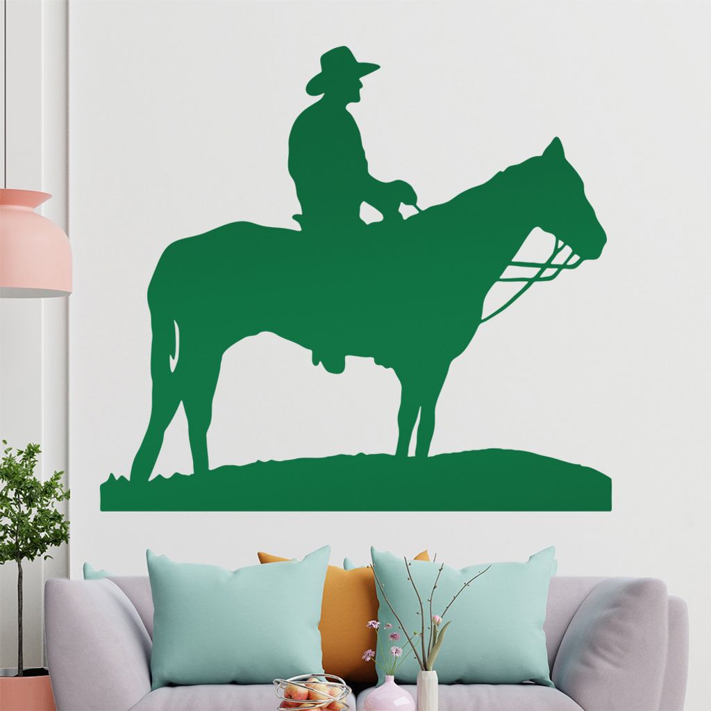 KIWISTAR Cowboy Pferd - Reiten Ausblick Wandtattoo in 6 Größen - Wandaufkleber Wall Sticker - Dekoration, Küche, Wohnzimmer, Schlafzimmer, Badez...