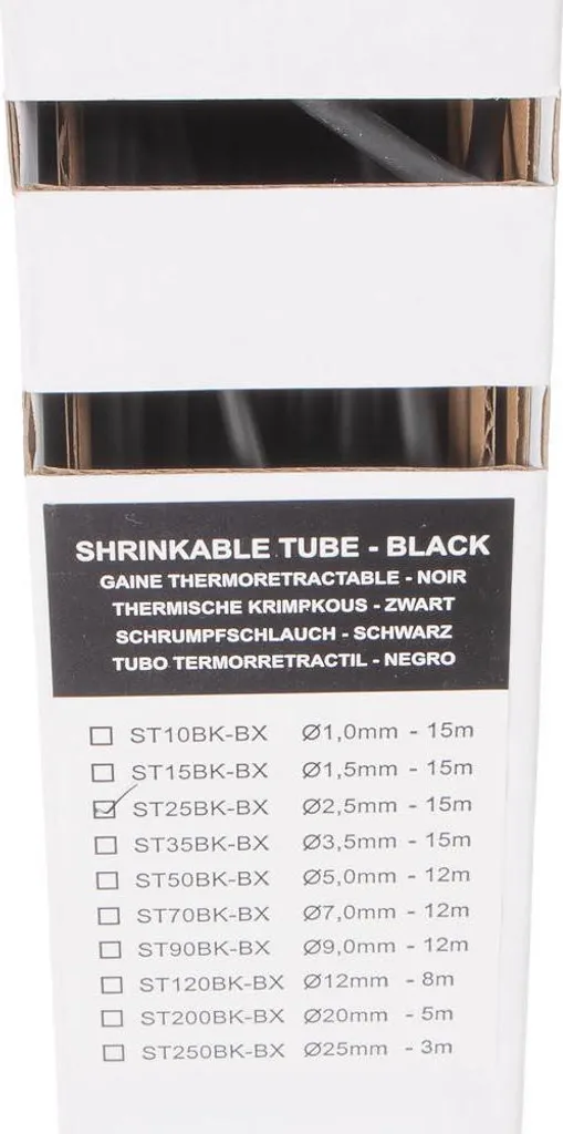 Guaina Termoretraibile 2.5mm Nera 15M - Box Dispenser Industriale - 3