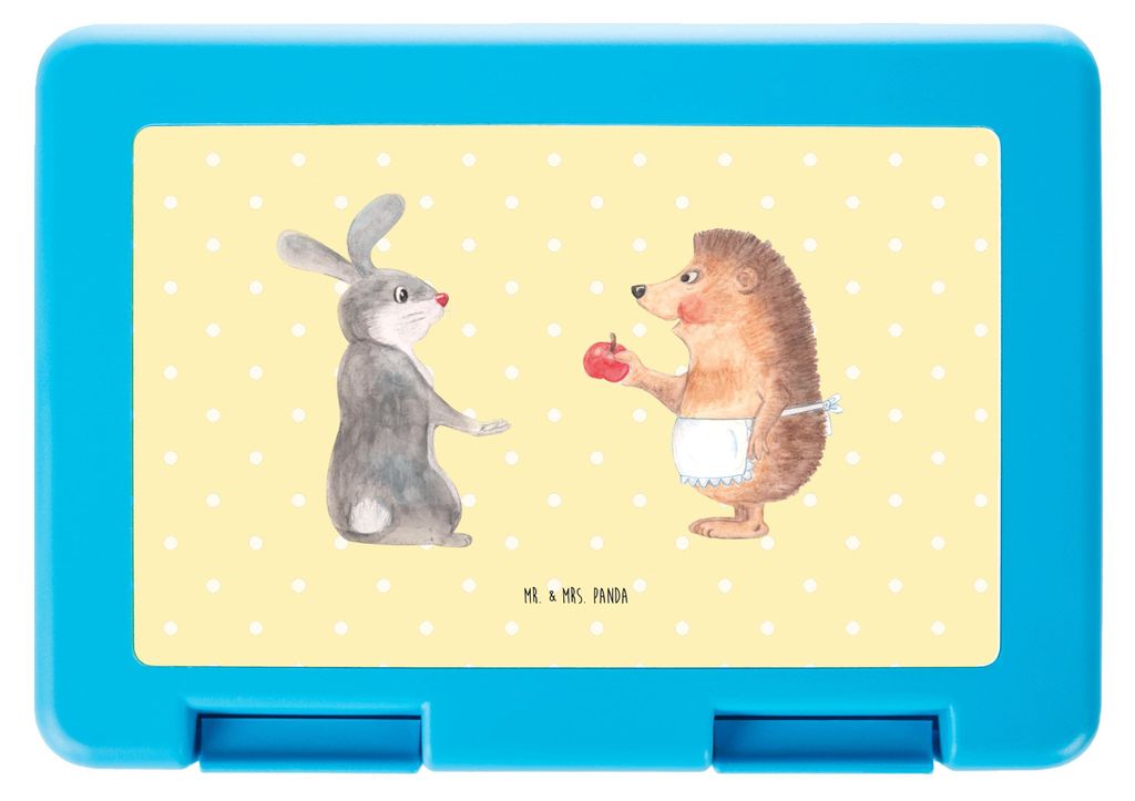 Mr. & Mrs. Panda Bentobox Hase Igel - Gelb Pastell - Geschenk, Schulbrotdose, Snackbox, Lunchbox, Herzschmerz, Liebe Spruch, Frühstücksbox, und, ...