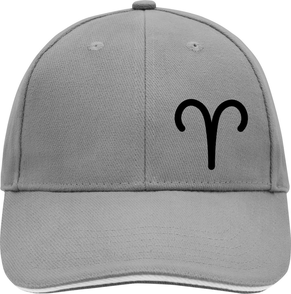 Huuraa Cappy Mütze Widder Sternzeichen Zeichen Dark Grey/White Baumwolle 6-Panel Kappe Geschenkidee