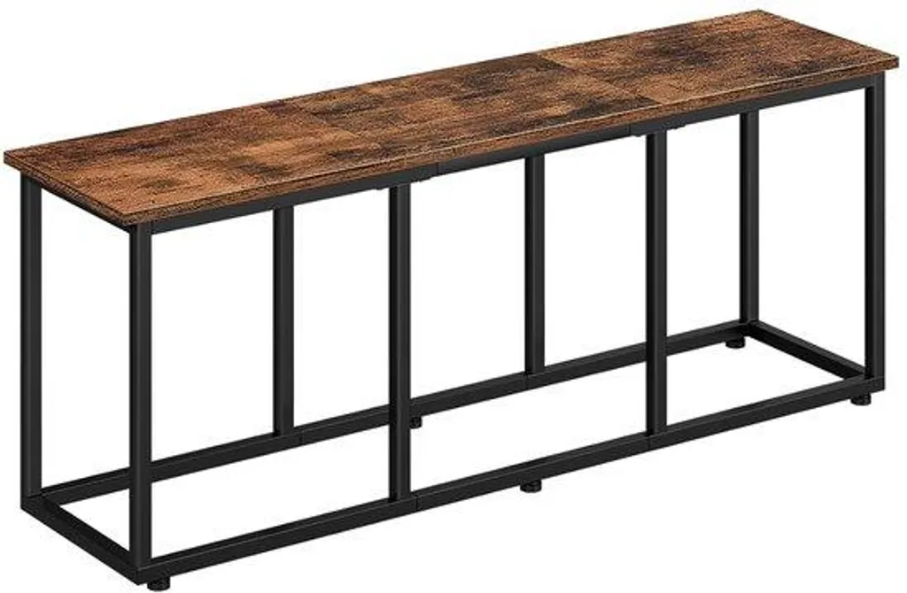 Banc industriel robuste 108cm - Brun rustique et acier noir mat élégant