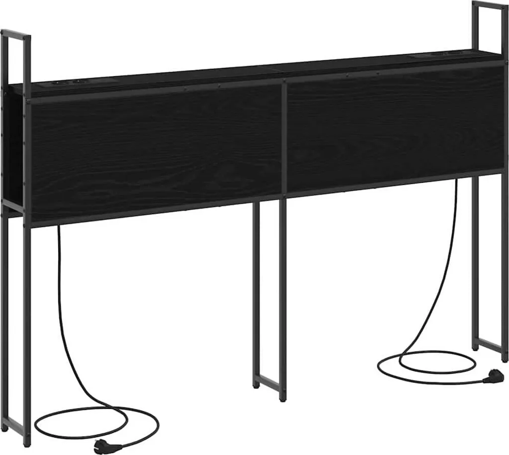 vidaXL Tête de Lit avec Rangement et Chargeur Noir Chêne 140x190 cm