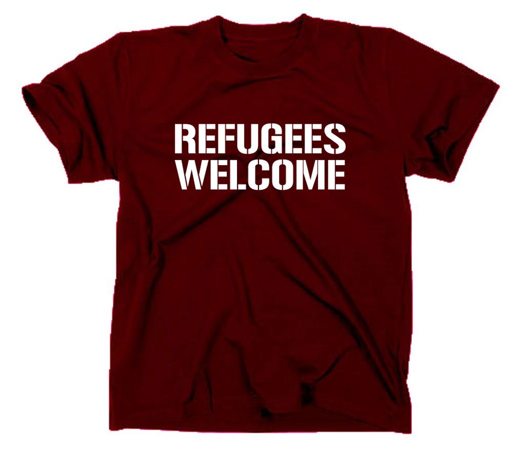 Styletex23 T-Shirt #2 Refugees Welcome Asyl, maroon, S