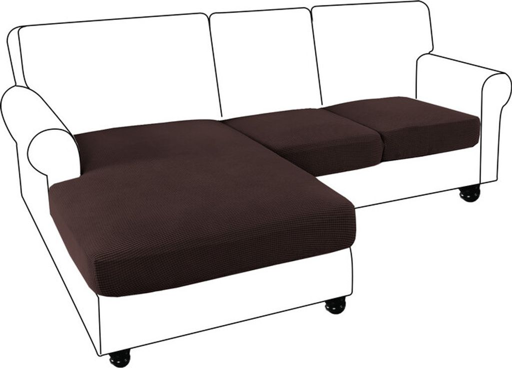 (3-Sitzer, Braun) 3 Stück Sofa-Sitzkissenbezüge L-Form Separates Kissen Couch-Chaise-Bezug Elastische Möbel (einschließlich 1 Chaise-Bezug ...