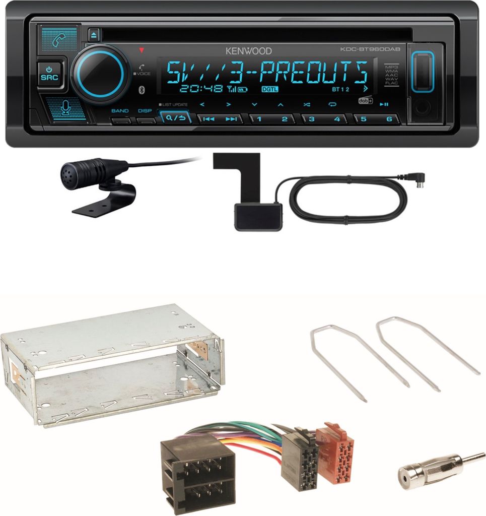Kenwood KDC-BT960DAB Bluetooth DAB USB Einbauset für Citroen Berlingo bis 2007