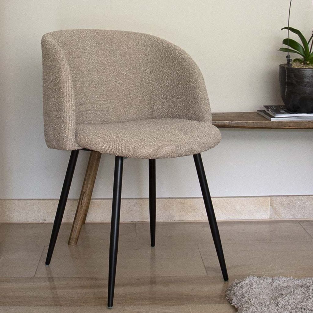 Milton & Oldbrook Bouclé Esszimmerstuhl Budapest Taupe - Produktbild 1
