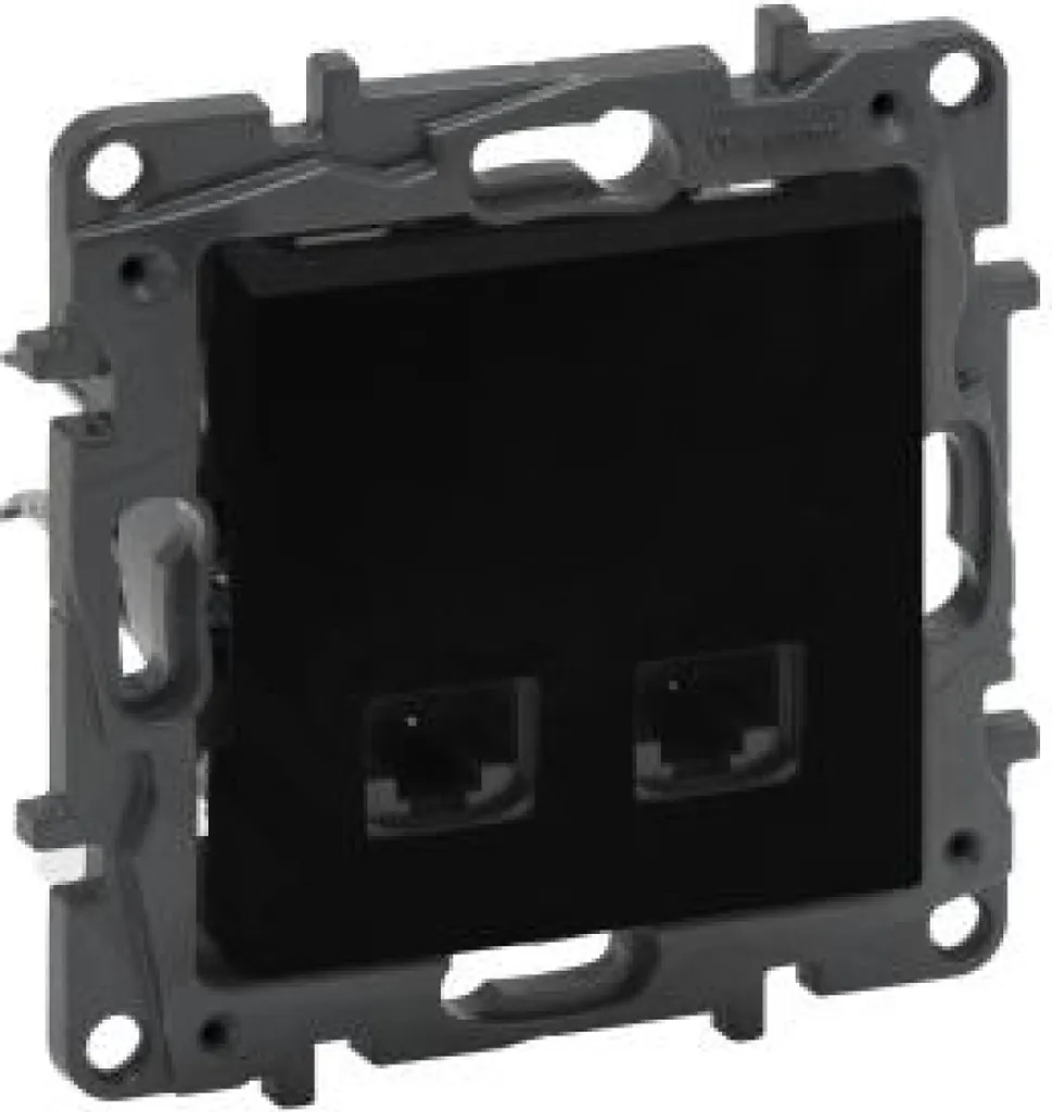Double prise RJ45 CAT5e FTP Niloe Step noir pour réseau internet