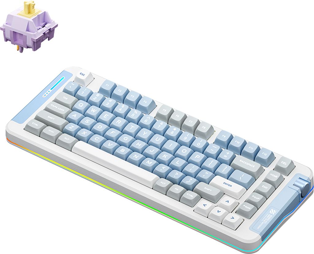 MCHOSE X75 Mechanische Tastatur 2,4 GHz/BT Kabelgebundene Verbindung 3-Modus Pad Struktur Vollformat-Tastatur