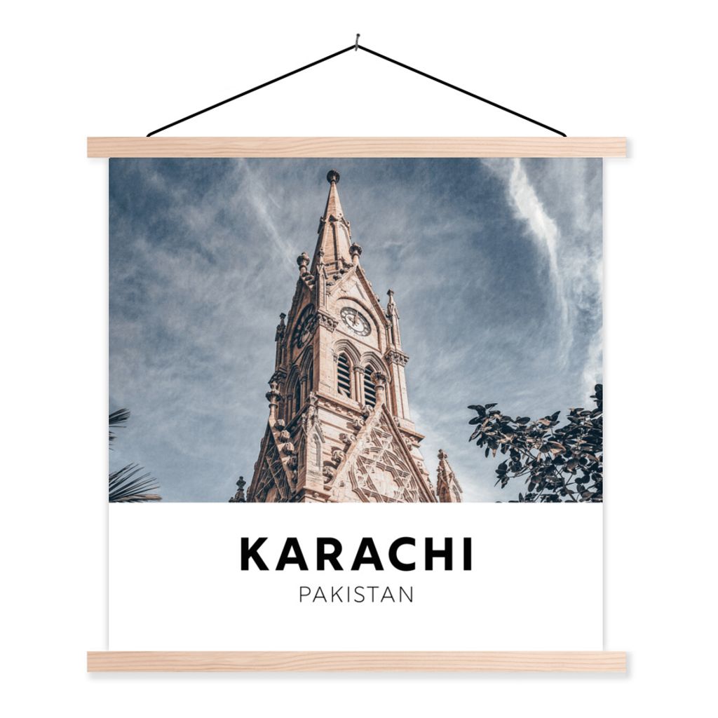 MuchoWow Textilposter Pakistan - Turm - Architektur 120x120 cm mit holzfarbenen Rahmen - Textil-Poster