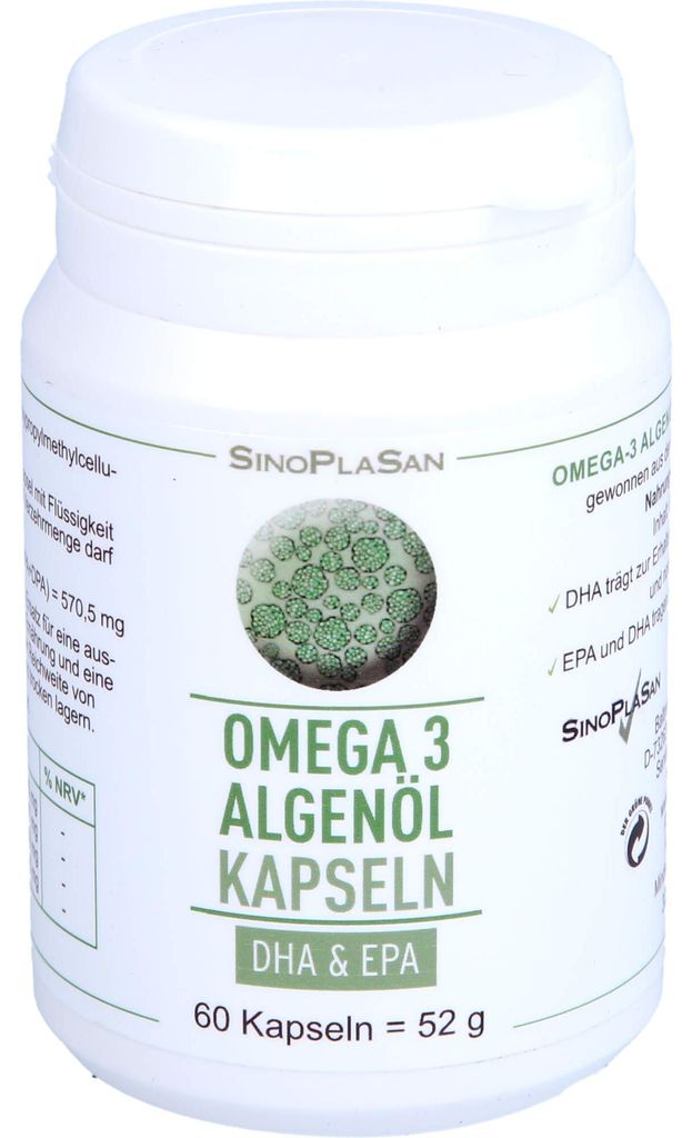 SinoPlaSan Omega 3 Algenöl DHA + EPA Kapseln, 60 St. Kapseln