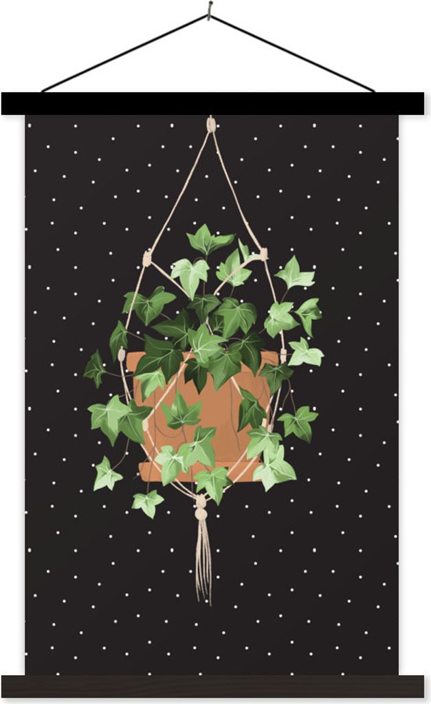 MuchoWow Textilposter Pflanzen - Hängepflanzen - Dots 120x180 cm mit schwarzem Rahmen - Fotos