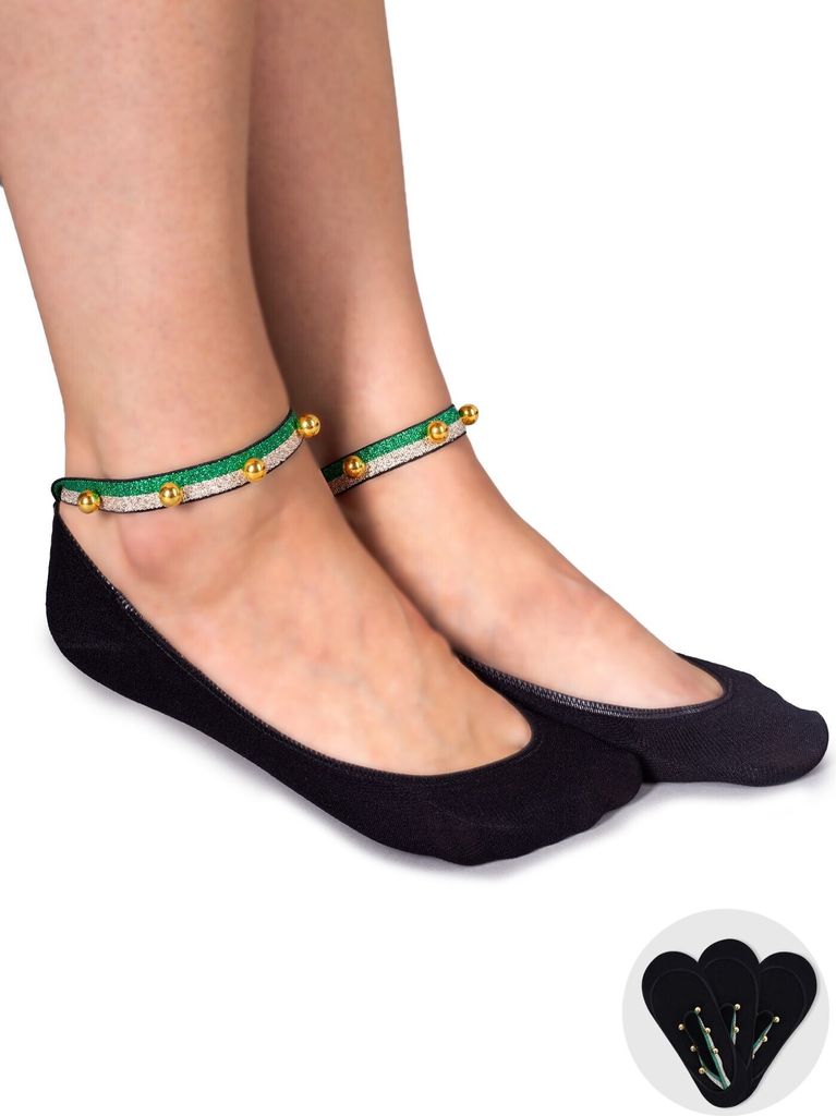 Damen Fußsocken mit Zierstreifen schwarz 3PAK 36-41 YOCLUB