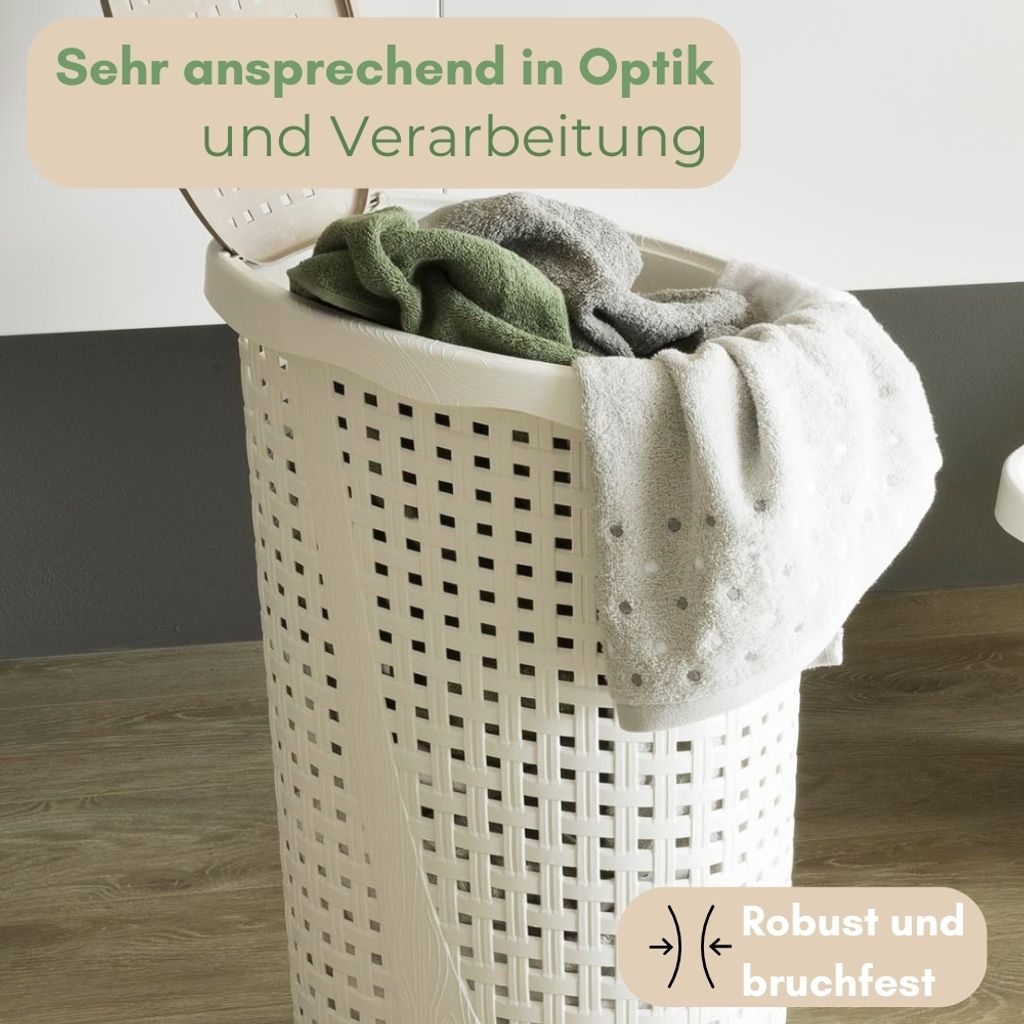 Edelstahl Wäschekorb Mit Deckel 54L – Moderner Wäschesammler Mit Belüftung, 57,5 Cm Hoch
