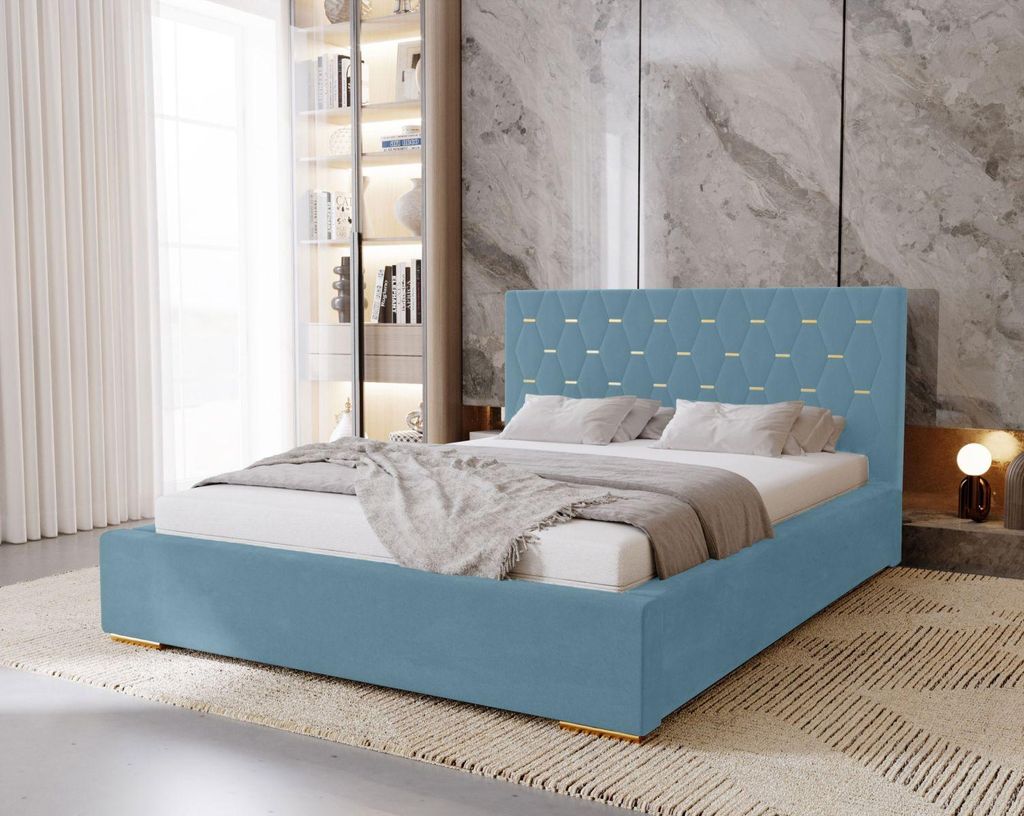 Doppelbett 180x200 mit Stauraum DANVILLE 1 - hellblau