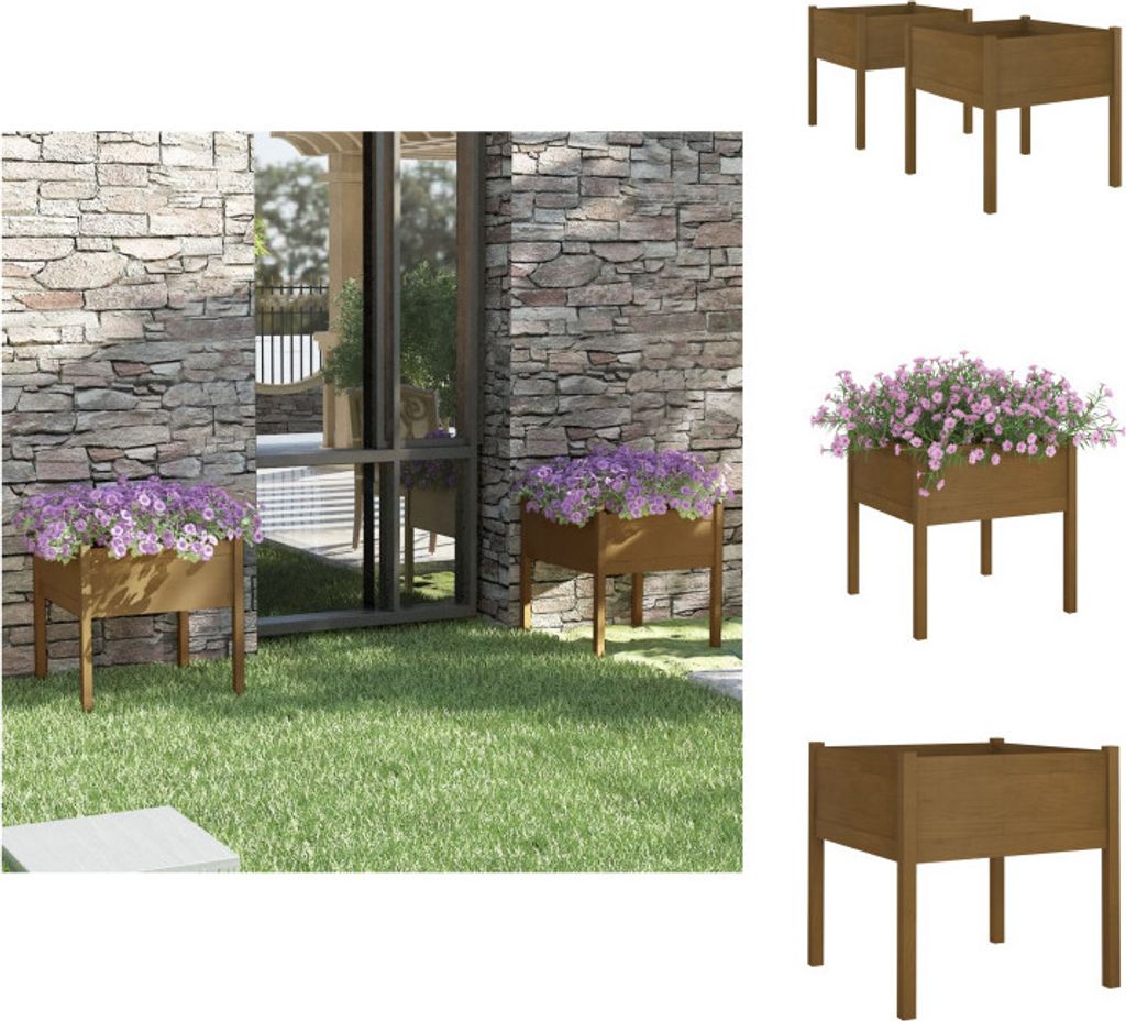 vidaXL Pflanzkübel 2 Stk. Honigbraun 70x70x70 cm Massivholz Kiefer - Blumentöpfe & Pflanzgefäße