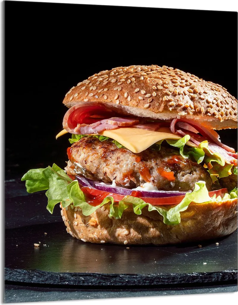 Piastra Copri Piano Cottura 40x52 Vetro Temperato Hamburger Design