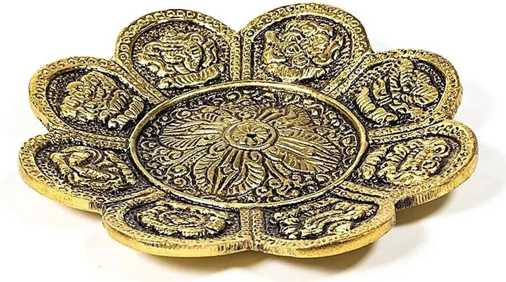 Brûleur d'encens design or 12cm avec symboles de protection - Pack de 3