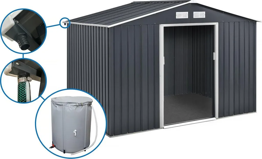 Rangement jardin métal Vegas 7,06 m² pour outils et récupération d'eau