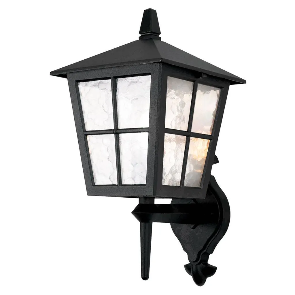 Applique IP43 Canterbury Elstead en aluminium noir et verre transparent