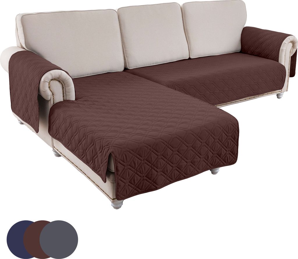 Sofa Abdeckung Wasserdichter,Couch überzug Beidseitig l form Couchschoner für Kinder, Haustiere, Hunde, Katzen (2 Stück Braun S)