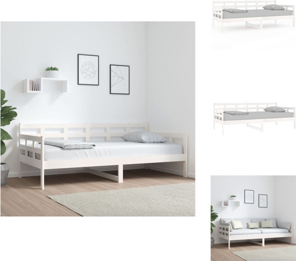 vidaXL Tagesbett Weiß Massivholz Kiefer 90x190 cm - Betten & Bettgestelle