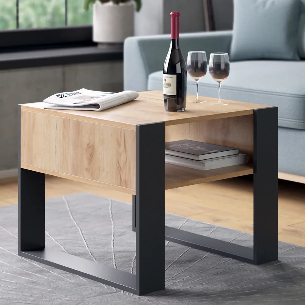 Petite table basse anthracite Vicco 59.2x50.6cm, finition mate durable - 5